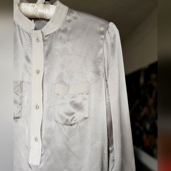 Banana Republic Band Collar Silk Blouse - Picture 2 of 7